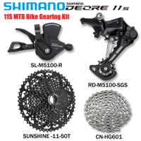 SHIMANO DEORE 11S M5100 Derailleurs Kit For MTB Bike SL-M5100 Shifter SUNSHINE Sprocket HG601 Chain 11V Original Bicycle Parts