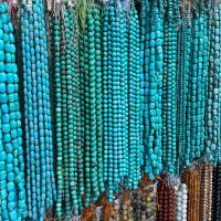 Turquoise howlite beads stone Strands ลูกปัดหินฮาวไลท์สีเทอร์ควอยซ์