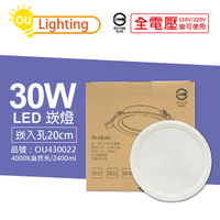 OU CHYI歐奇照明 TK-AE005 LED 30W 4000K 自然光 IP40 全電壓 20cm 崁燈_OU430022