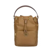 Prada Duet Re-Nylon Bucket Shoulder Bag Brandy Brown