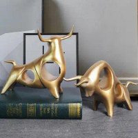 Creative Cattle Sculpture Resin Bull Sculpture Exquisite No Fade Golden Ox Cattle Statue