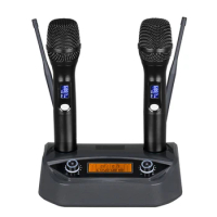 UHF wireless microphone automatic rechargeable dynamic handheld wireless microphone system karaoke mic