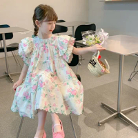 2023 Summer New Affordable Luxury Fashion Girls Dress Korean Kids Skirt Princess Dress Dress Boutique Clothing Simple Style