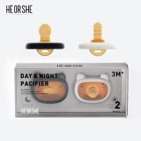 HEORSHE เซ็ตจุกหลอกซิลิโคน ออกแบบพิเศษ 2 ชิ้น สำหรับกลางวัน และกลางคืน จุกหลอก จุกดูด จุกซิลิโคน