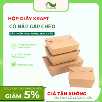 Combo 50 Hộp Giấy Chữ Nhât D Kraft nắp gập chéo đựng salad, thức ăn các loại