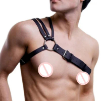Gay Rave Harness Fetish Gay Clothing For Sex Rave Sexual PU Leather Chest Harness Belts Adjustable BDSM Gay Body Bondage Cage
