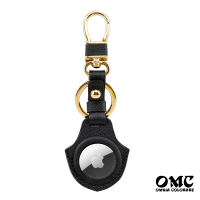【OMC】AirTag 牛皮保護套/牛皮鑰匙圈/感應磁扣保護套2050-黑色(全開孔/半開孔)