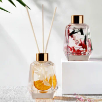 180ml Flower Aroma Diffuser Gift Set with Sticks, Reed Scent Diffuser for Home, Bedroom, Office, Hotel, Glass Bathroom Diffuser