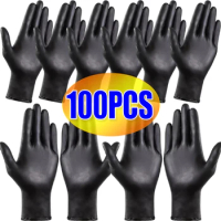 100/1Pcs Black Nitrile Gloves Disposable Strong PVC Latex Gloves For Household Cleaning Housework Garden Pet Care Cooking Tools