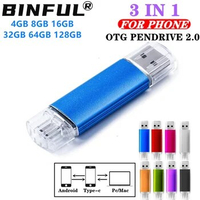 New BINFUL 512GB 3 in 1 Type c pen drive 256GB cle Mirco Phone 128GB 64GB high speed usb flash drive usb Thumb memory OTG stick