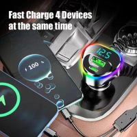 USB Car Phone Charger Adapter Type C PD 4 in 1 Super Fast Charge Charging for Samsung Huawei Oneplus iPhone 15 Pro Max 14 Plus