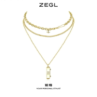 ZEGL多層滑板項鏈女ins嘻哈秋冬毛衣鏈長款2021年新款網紅鎖骨鏈