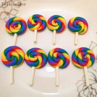 8PCS/Lot Slime Charms Colorful Cute Lollipop Soft Clay Plasticine Slime Accessories Making Supplies For Kids Toys