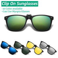 Mirror Flip Up Clip on Polarized Sunglasses Men Clips Photochromic Sun Glasses Driving Fishing Eyewear Night Vision Lens Glasses
