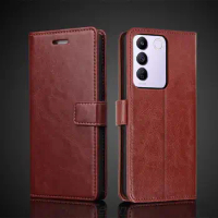 Card Holder Leather Case for Vivo V27e 6.62" Pu Leather Flip Cover Retro Wallet Phone Case Vvio V 27e Business Fundas Coque