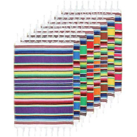 24X Mexican Table Place Mats, Fringe Blanket Table Runner 12 X 16 Inch (Random Color Placemats)