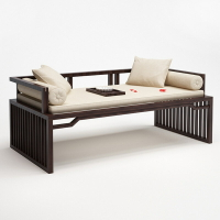 家具 新中式木羅漢床沙發客廳家具實木躺椅禪意原木色