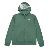 【The North Face 官方旗艦】北面兒童綠色大尺寸刺繡LOGO印花連帽外套｜8DCKHCH