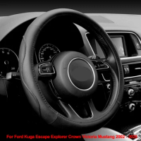 Auto Car Steering Wheel Cover Wrap For Ford Kuga Escape Explorer Crown Victoria Mustang 2002 2003 - 2018 2019 2020 Funda Volante