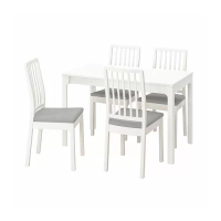 EKEDALEN/EKEDALEN 餐桌附4張餐椅, 白色 白色/orrsta 淺灰色, 80/120 公分