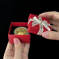 硬幣紀念幣禮物盒鑰匙扣 圣誕禮物朋友生日禮盒蝴蝶結方形首飾盒