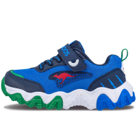 【KangaROOS】美國袋鼠鞋 童鞋 DINO 恐龍系鋸齒運動鞋 藍綠(KK41336)