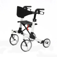 Shopping Cart Walker Elder Collapsible Aluminum Alloy Height Adjustable Rehabilitation Training Safety 4 Wheels Portable Trolley