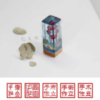Balloon Resin Sandalwood Wooden Personal Name Stamp Custom English Chinese Name Seal Stamp Gifts For Kid Student Teacher Painter