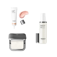 【KIKO MILANO】亮澤妝前精華飾底乳30ml+恆彩裸肌礦物蜜粉餅9.7g(蜜粉/蜜粉餅/妝前乳/飾底乳/粉底液/定妝)