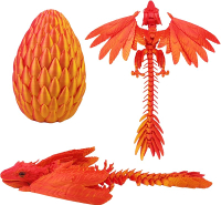Dynamic 3D Printed Dragon Eggs with Dragon Inside，3D Dragon with Wings Movable Feathered Wyvern Drag