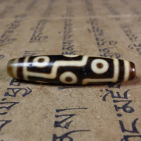 Ancient Tibetan DZI Beads Old Agate Yellow Stripe 9 Eye Amulet Pendant GZI #3702