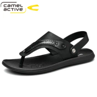 Camel Active 2021 New Leather Mens Flip Flops Comfortable Slippers Summer Sandals Men Shoes Breathable Flats Pantuflas Hombre