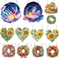 Special Shaped Diamond Painting Hanging Wreath Candy and Flowers Christmas Diamond Painting Wall Decor Wreath Christmas Biscuits