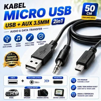 Kabel Splitter Micro USB To Jack AUX + USB Male Speaker Sound 50 cm