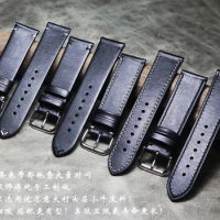 18MM 19MM 20MM 21MM 21MM Breathable Genuine Leather Strap Vintage Black Silver Buckle Leather Strap Men's Watch belt For SEIKO
