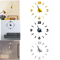 3D Wall Clock 40cm Frameless Acrylic Mirror Surface Mute Clock Number Watch Sticker Modern Home Office Living Room DIY Decor