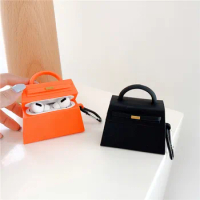 Orange Black Luxury Design Handbag Earphone Case For Apple Airpods 2 3 pro Soft Silicone Protection Headphone Cover Accessories