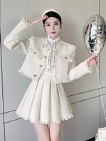 法式富家千金小香風外套百褶短裙兩件套女秋季高級感氣質名媛套裝