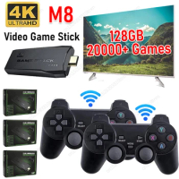 Retro Game Stick M8 Video Game Console Built in 128G 20000+ Games 40 Emulators with Dual 2.4GHz Wireless Controller TV HD Output