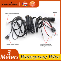 UNI-SHINE Waterproof Wire Harness Sockets Kit Relay Led Light Bar Wires Relay Connector Switch Led Work Light for ATV Truck SUV