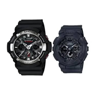 JAM COUPLE CASIO ANALOG DIGITAL ORIGINAL BLACK WHITE & BLACK CASIO G-SHOCK BABY-G GA-200-1A BA-130-1