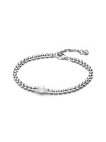 สร้อยข้อมือ Treated Freshwater Cultured Pearl & Beads Bracelet สีเงิน
