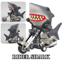 Mini SHARK Motorcycle Rider Animal Dinosaur Car Model Vehicle Miniature Baby Shower Birthday Gift Toy for Kid Boy