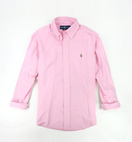 美國百分百【全新真品】Ralph Lauren RL POLO 男 長袖 襯衫 上衣 外衣 棉質 粉紅色 貨付 XS S 號