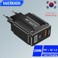 Maerknon 20W High Speed Charger Fast Charging Quick Charger 3.0 For Samsung Galaxy S23 S22 Ultra W22 LG V70 Iphone 14 13 KR Plug