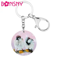 Bonsny Acrylic Russet Sparrow Bird Keychains Print Lovely Animal Key Chain Jewelry For Women Teens Kids Novelty Gift Bag Charms