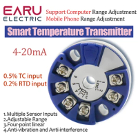 Programmable Thermocouple K J PT100 to 4-20mA Converter TC RTD Input 4-20mA Output Head-mounted Temperature Transmitter