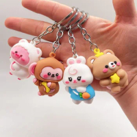 Squeeze Butt Key Ring Fidget Butt Doll Cartoon Mini Keychain Squishy Ball Novelty Gift Interactive Anxiety Toy for Kids