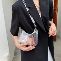 Messenger Bag Mobile Phone Bag Beach Bag Candy Color Cosmetic Bag Jelly Bag Female Handbag PVC Transparent Bag Shoulder Bag