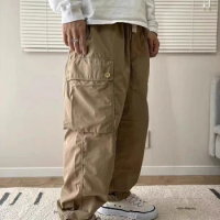 Khaki Nanamica Easy Cargo Pant Minimalist Fashion Style Loose Retro Multi Pocket High Quality Mens Pants